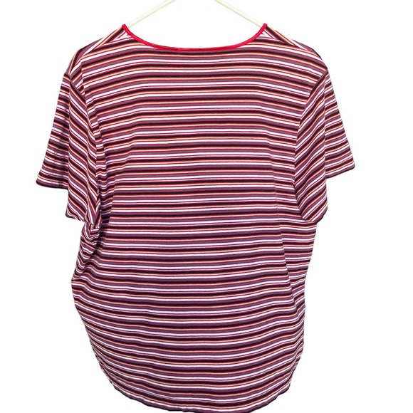 Crazy Horse Shirt Womens Size 2 Red Striped Short Sleeve - Picture 2 of 10